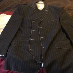 3 piece brown pin stripe suit